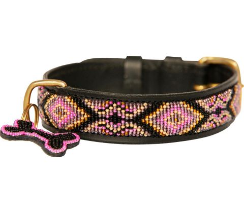 Kampuni håndlavet hundehalsbånd Ombima M: 53x3,0 cm (Halsomkreds: 38-46 cm) Pink