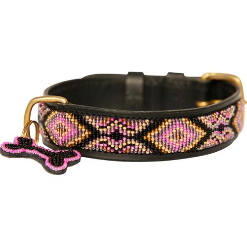 Kampuni håndlavet hundehalsbånd Ombima M: 53x3,0 cm (Halsomkreds: 38-46 cm) Pink