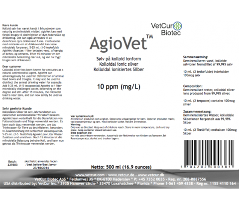 AgioVet/sølvvand 500 ml.