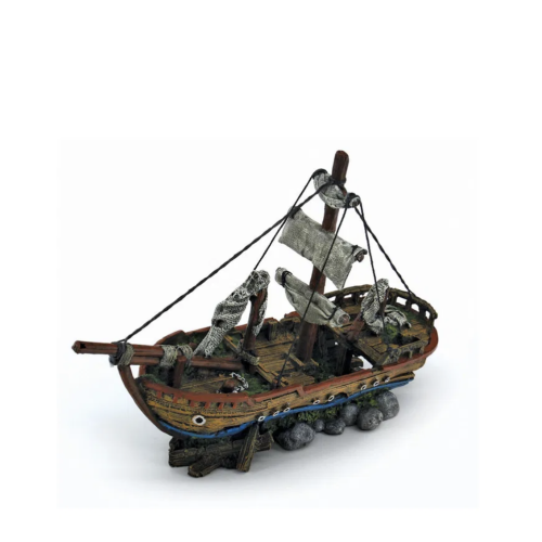 Skibsvrag m/sejl 39,5 x 14 x 27 cm.