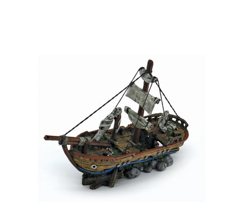 Skibsvrag m/sejl 39,5 x 14 x 27 cm.