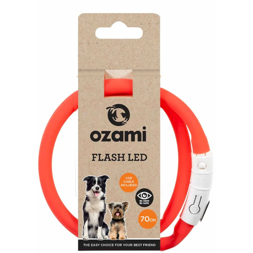 Halsbånd Flash LED Rød 70cm