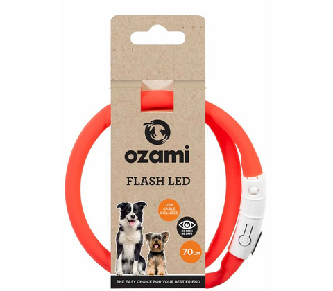 Halsbånd Flash LED Rød 70cm