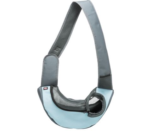 Sling front taske, 50 × 25 × 18 cm, lysegrå/lyseblå