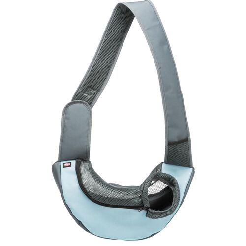 Sling front taske, 50 × 25 × 18 cm, lysegrå/lyseblå