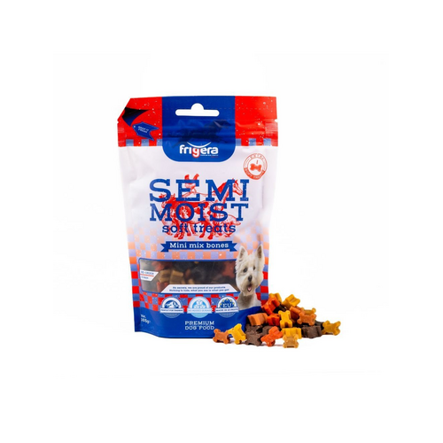 Frigera semi moist treats mini mix bones 165g,