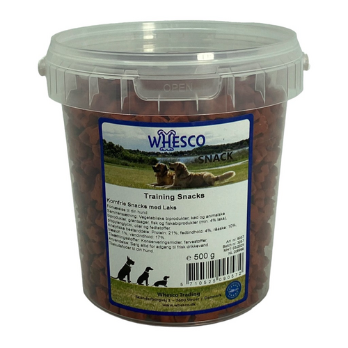 Whesco Kornfri Snacks i bøtte laks 500 gr.