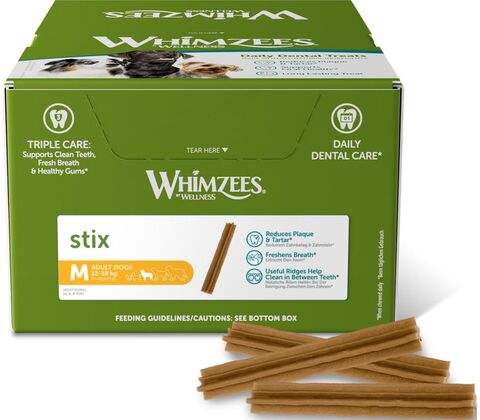 Whimzees Stix M til mellemstore hunde kasse med 100 stk.
