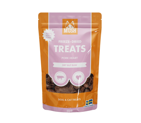 MUSH frysetørret Treats Grisehjerte 50g
