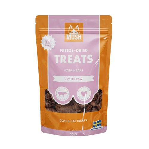 MUSH frysetørret Treats Grisehjerte 50g