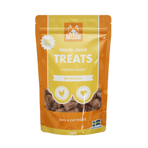 MUSH Frysetørret Treats Kyllingehjerte 55g