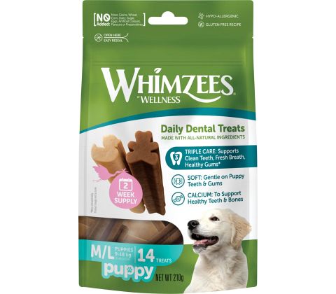 Whimzees Puppy Chew M/L til store hvalpe