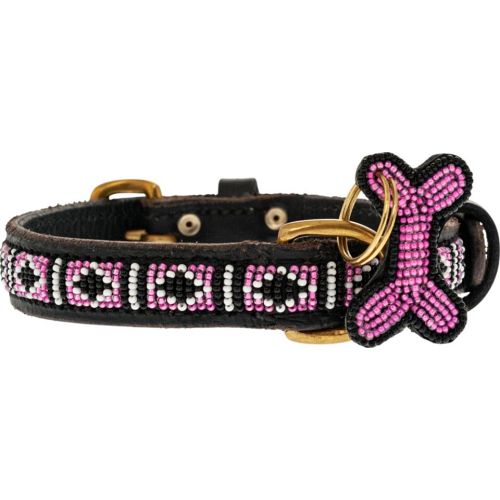 Kampuni håndlavet hundehalsbånd Skinny Rafiki M pink: 53x2,1 cm (Halsomkreds: 38-46 cm)