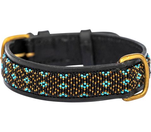 Kampuni håndlavet hundehalsbånd Faraja M turkis: 53x3,0 cm (Halsomkreds: 38-46 cm)