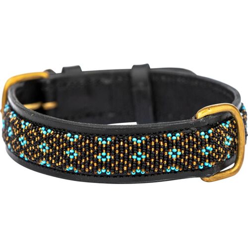 Kampuni håndlavet hundehalsbånd Faraja M turkis: 53x3,0 cm (Halsomkreds: 38-46 cm)
