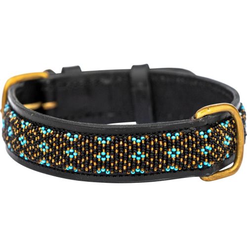 Kampuni håndlavet hundehalsbånd Faraja M turkis: 53x3,0 cm (Halsomkreds: 38-46 cm)