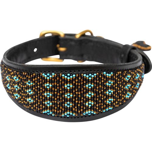  Kampuni håndlavet hundehalsbånd Lucher Faraja  turquoise M: 53x1,9-5,5 cm (Halsomkreds: 38-46 cm)