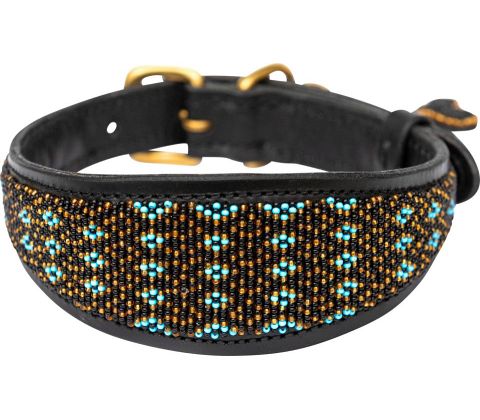  Kampuni håndlavet hundehalsbånd Lucher Faraja  turquoise M: 53x1,9-5,5 cm (Halsomkreds: 38-46 cm)