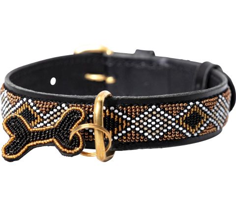 Kampuni håndlavet hundehalsbånd Gold XL: 71x3,5 cm (Halsomkreds: 53-63 cm)