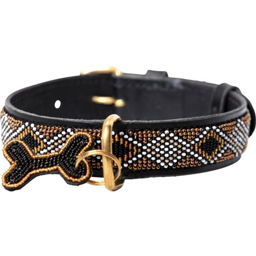 Kampuni håndlavet hundehalsbånd Gold XL: 71x3,5 cm (Halsomkreds: 53-63 cm)