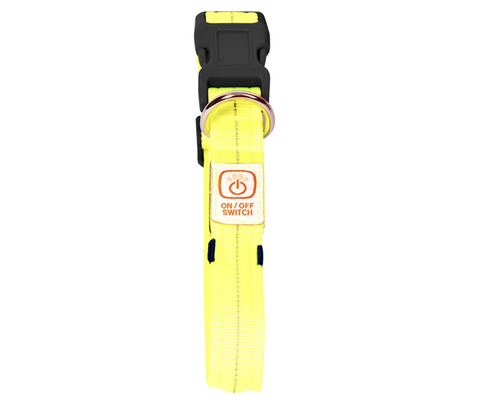 Flash LED halsbånd USB Nylon 40-50cm x 2,5 cm.