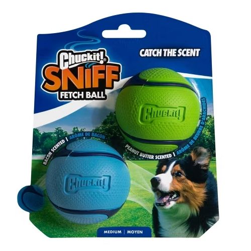 Chuckit Sniff fetch ball grøn/blå 2pk Medium