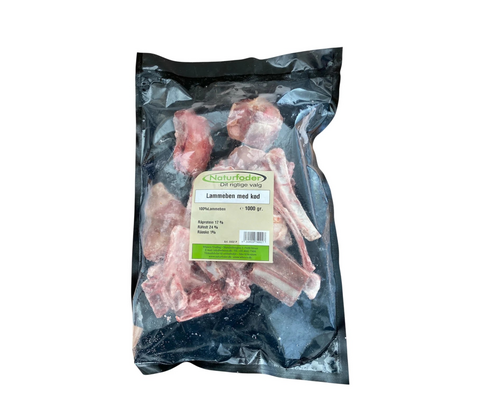 Naturfoder 100% Ben fra lam med kød 1000 gr.