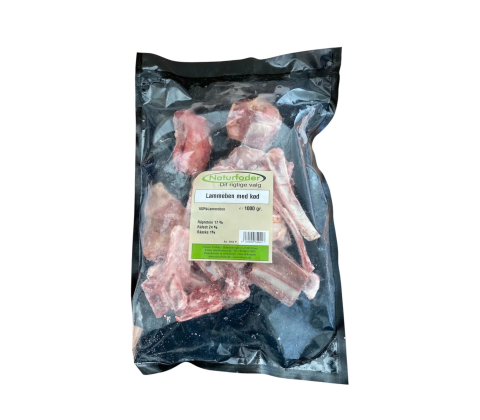 Naturfoder 100% Ben fra lam med kød 1000 gr.