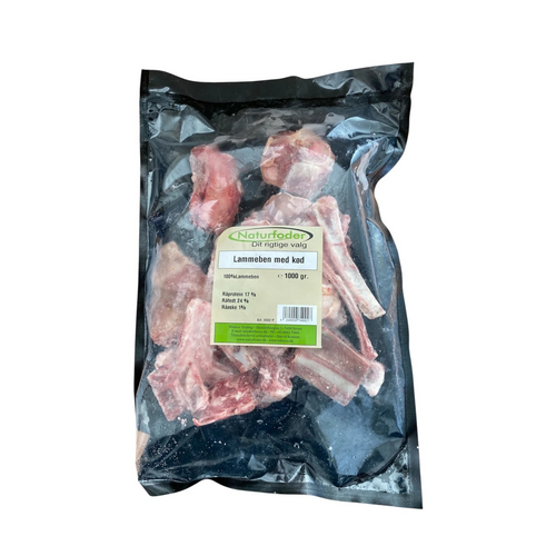 Naturfoder 100% Ben fra lam med kød 1000 gr.