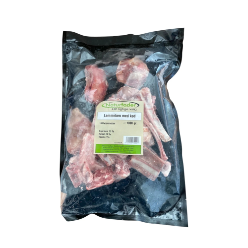 Naturfoder 100% Ben fra lam med kød 1000 gr.