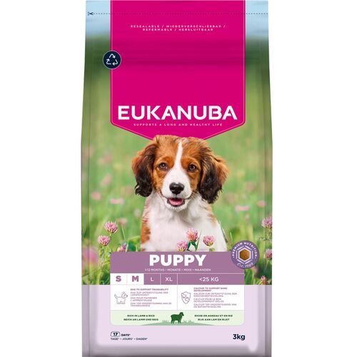 Eukanuba Puppy Small/Medium lam og ris 3kg