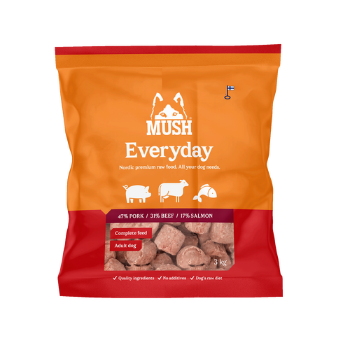 MUSH Everyday med Gris, Okse og  Laks - RØD