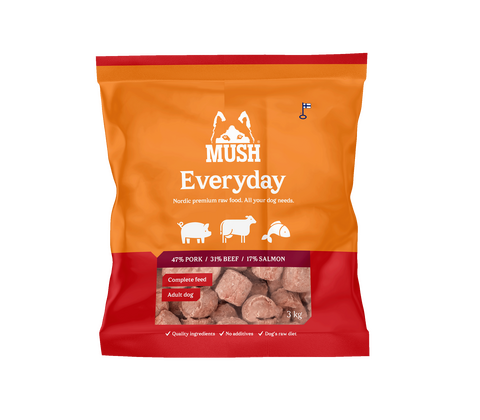 MUSH Everyday med Gris, Okse og  Laks - RØD