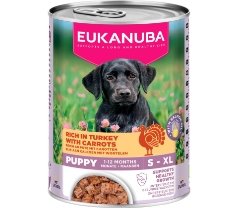Eukanuba Puppy hundevådfoder, kalkun med gulerødder