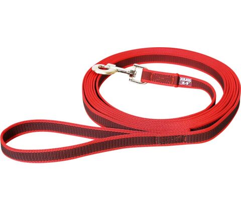 Julius K9 Rød/Grå snor med håndtag 20 mm - 3 m