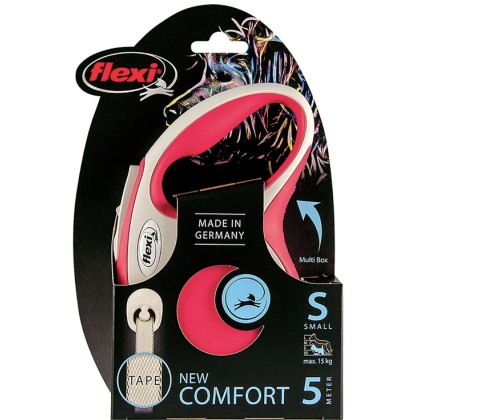 FLEXI KOPPEL NEW COMFORT S 5M BAND RÖD MAX 15 KG