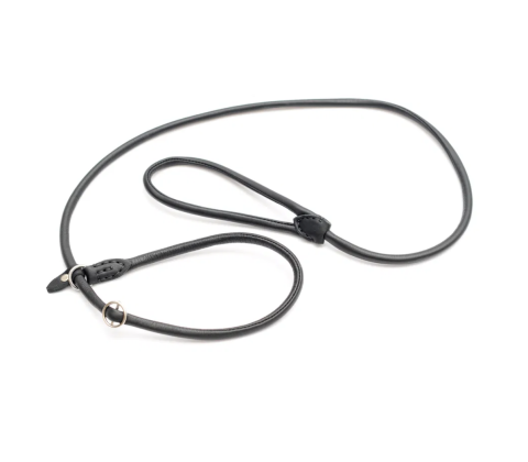 Retrieverline Sort 8 mm. / 180 cm. krom m/stop