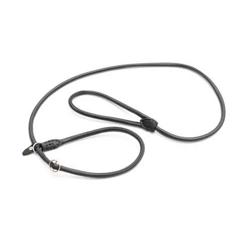 Retrieverline Sort 8 mm. / 180 cm. krom m/stop
