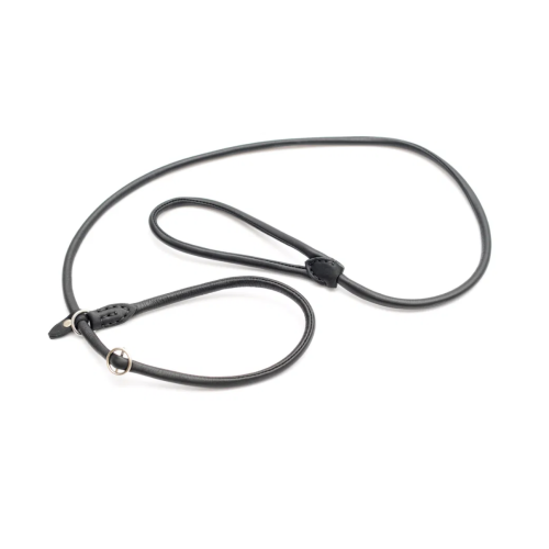 Retrieverline Sort 8 mm. / 180 cm. krom m/stop