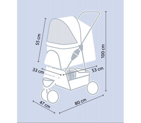 Klapvogn / Buggy til hund - Sort