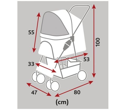 Klapvogn/Buggy til hund - Grå