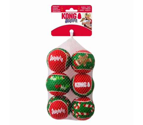 Kong Holiday Squeakair Ball 6-pack M