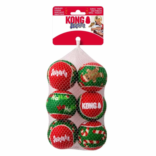 Kong Holiday Squeakair Ball 6-pack M
