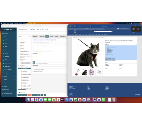 Flamingo cat harness and leash medium sort/rød
