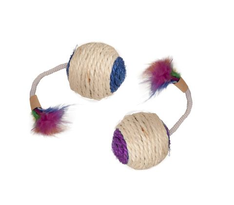SISAL PLAYBALL RATTLE+FEATHER 6CM