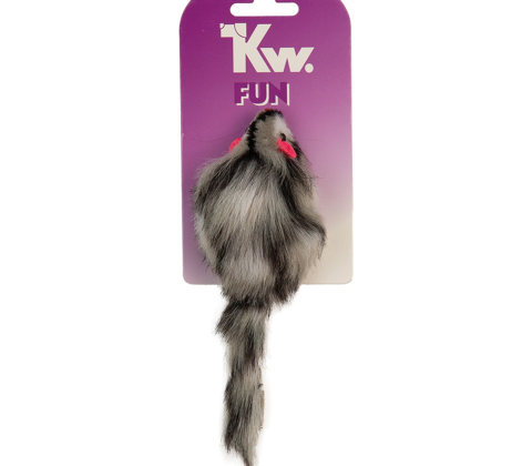 KW Kattelegetøj Pelsmus med raslelyd Grå