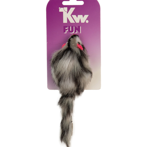 KW Kattelegetøj Pelsmus med raslelyd Grå