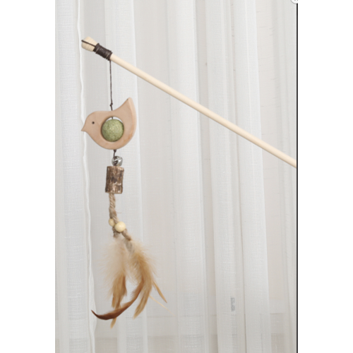 Whesco stor fiskestang i træ m. håndtag