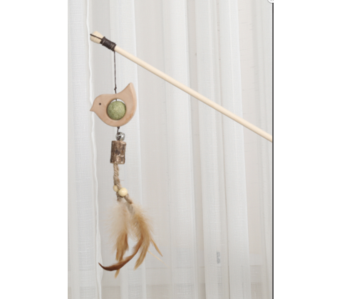 Whesco stor fiskestang i træ m. håndtag