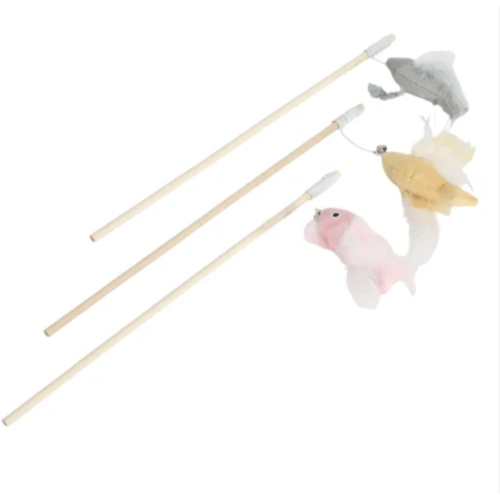 Whesco 3 stk ass fiskestænger i træ
